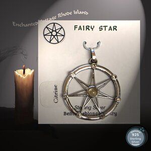 𝑭𝒂𝒊𝒓𝒚 7 Pointed Star Sterling Silver w/Citrine Elvin Heptagram Pagan Pendan
